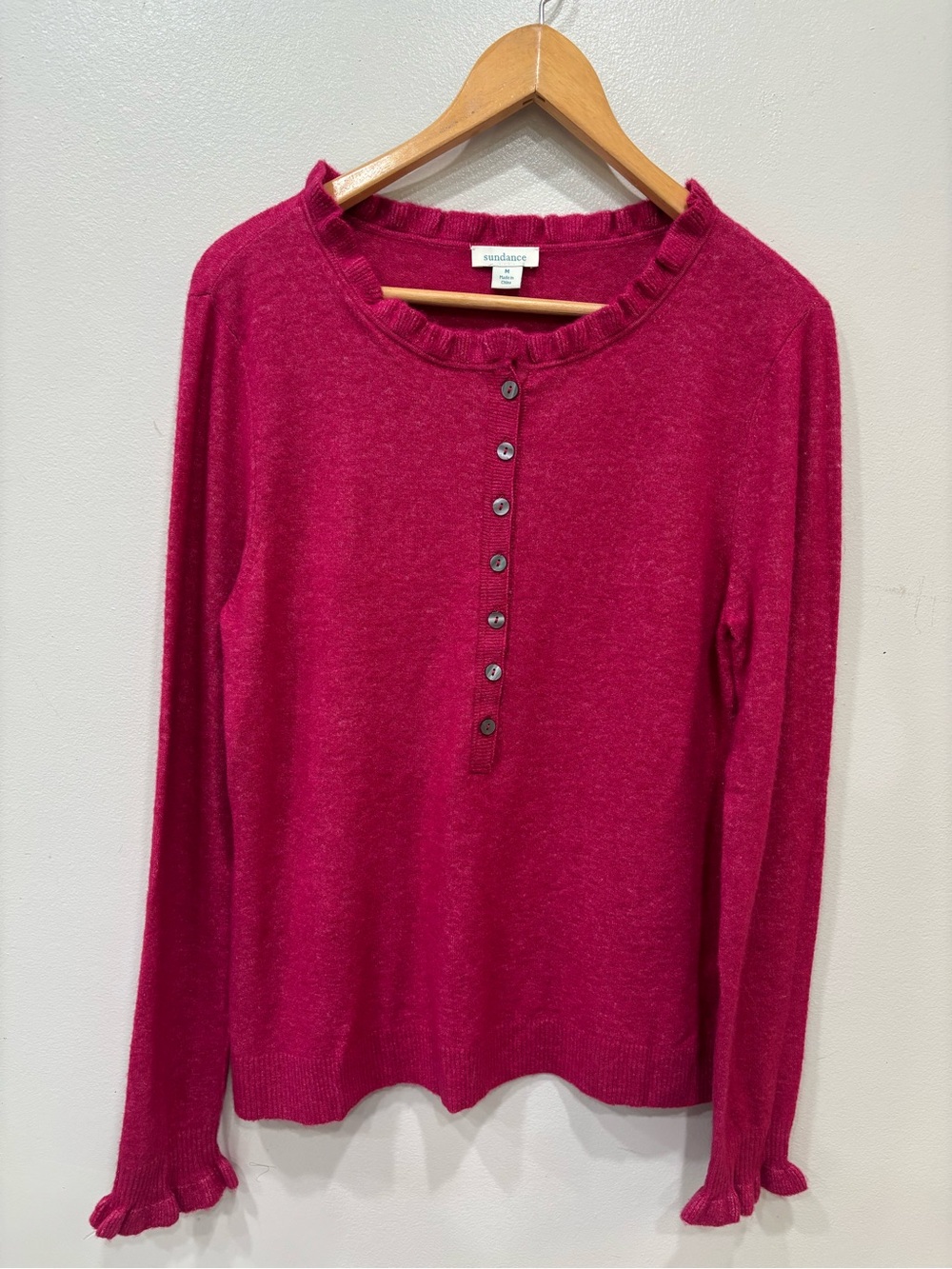 Sundance Lila Lovely Wool Cashmere Blend Magenta Sweater Women’s Size Medium